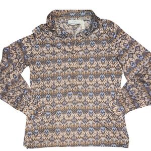 Vintage‎ Eve for Robert Janan Womens Zigzag Print Button Up Long Sleeve Shirt